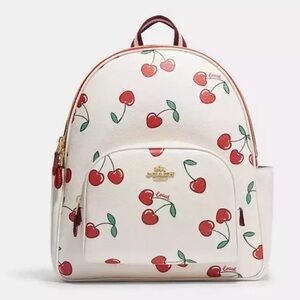 COACH COURT Cherry Print White Backpack, NWT